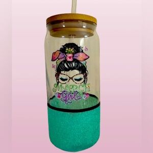 March Girl 20oz Glass Tumbler w/ Lid & Straw